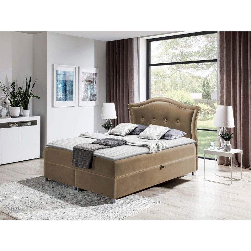 Kontinentální manželská postel 180x200 VARIEL 1 - hnědá 1 + topper ZDARMA