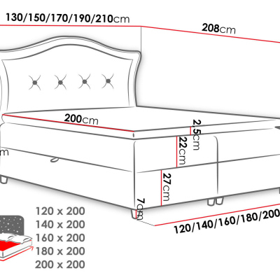 Kontinentální manželská postel 200x200 VARIEL 1 - světlá modrá + topper ZDARMA