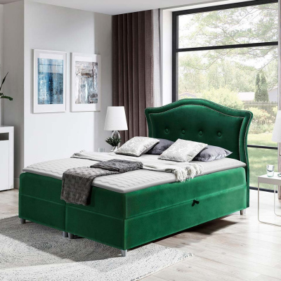 Kontinentální manželská postel 160x200 VARIEL 1 - zelená + topper ZDARMA