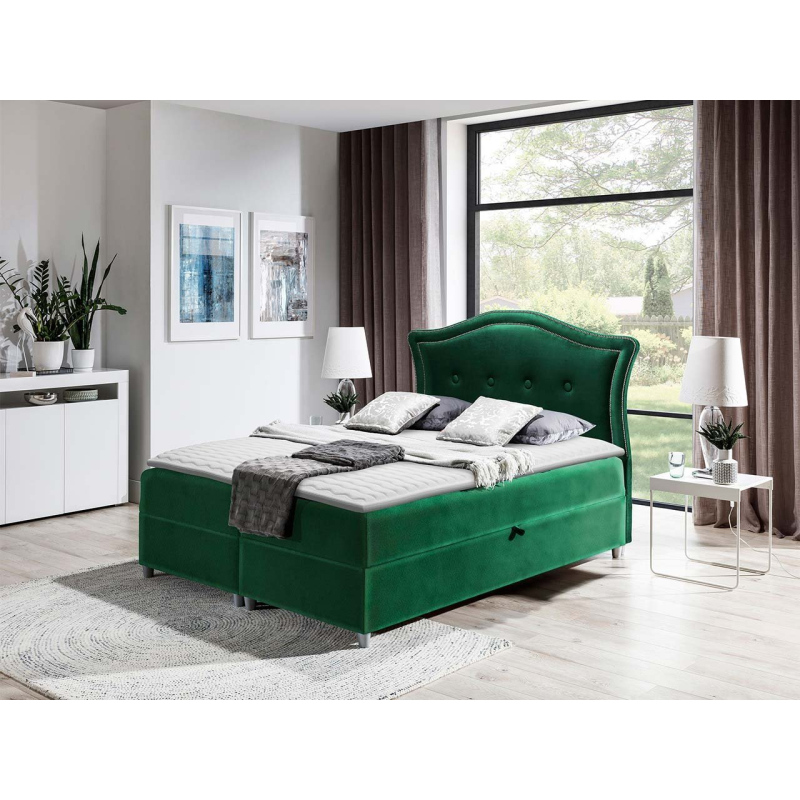 Kontinentální manželská postel 160x200 VARIEL 1 - zelená + topper ZDARMA