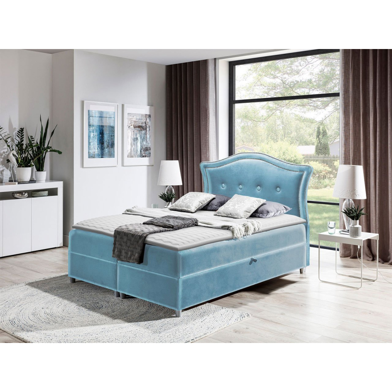 Kontinentální jednolůžková postel 120x200 VARIEL 1 - světlá modrá + topper ZDARMA