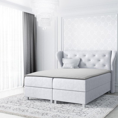 Hotelová manželská postel 200x200 TANIS - šedá + topper ZDARMA