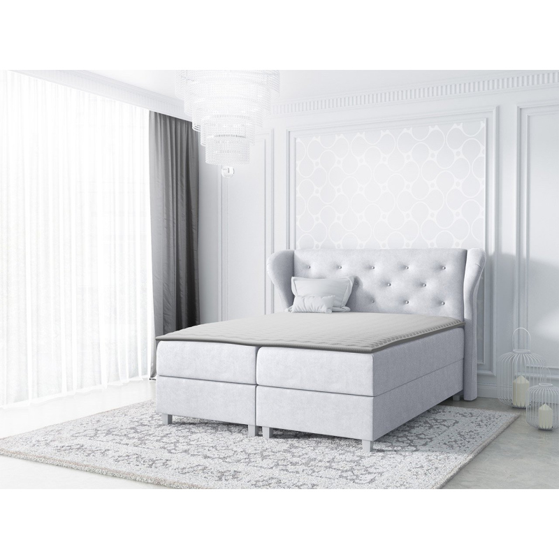 Hotelová manželská postel 200x200 TANIS - šedá + topper ZDARMA