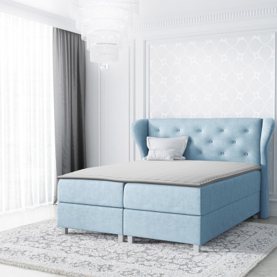 Hotelová manželská postel 140x200 TANIS - modrá + topper ZDARMA