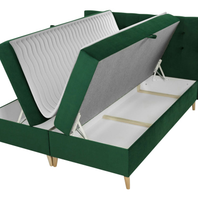 Boxspringová dvojlůžková postel 180x200 SERAFIN - krémová + topper ZDARMA