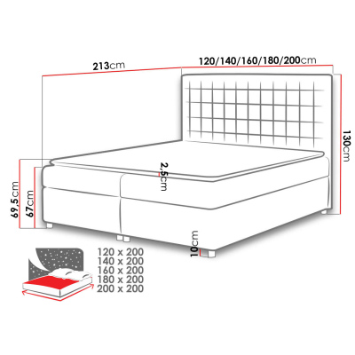 Hotelová manželská postel 200x200 SARITA - tmavá tyrkysová + topper ZDARMA
