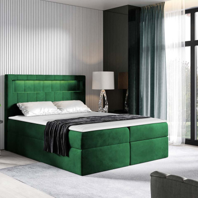 Americká dvoulůžková postel 140x200 RODRIGO - zelená + topper a LED osvětlení ZDARMA