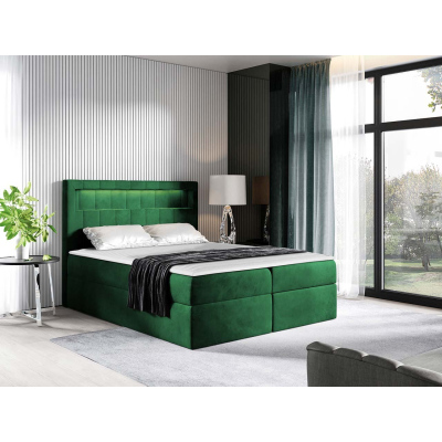 Americká dvoulůžková postel 140x200 RODRIGO - zelená + topper a LED osvětlení ZDARMA