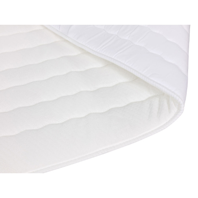 Americká dvoulůžková postel 140x200 RODRIGO - bílá ekokůže + topper a LED osvětlení ZDARMA
