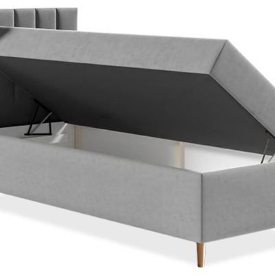 Hotelová jednolůžková postel 100x200 ROCIO 1 - bílá ekokůže / černá, levé provedení + topper ZDARMA