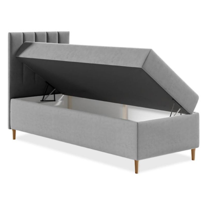 Hotelová jednolůžková postel 100x200 ROCIO 1 - bílá ekokůže / černá, levé provedení + topper ZDARMA