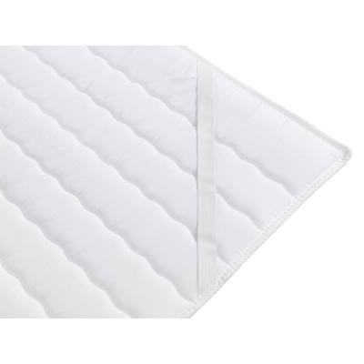 Boxspringová jednolůžková postel 90x200 RAMIRA 2 - bílá ekokůže / khaki + topper ZDARMA