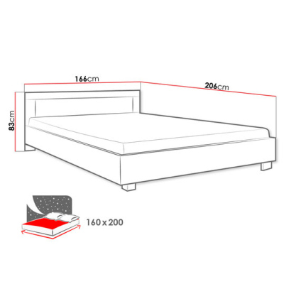 Manželská postel s matrací a roštem 160x200 TAKA - dub sonoma