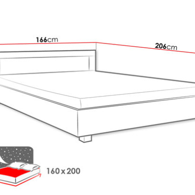 Manželská postel s roštem 160x200 TAKA - dub sonoma