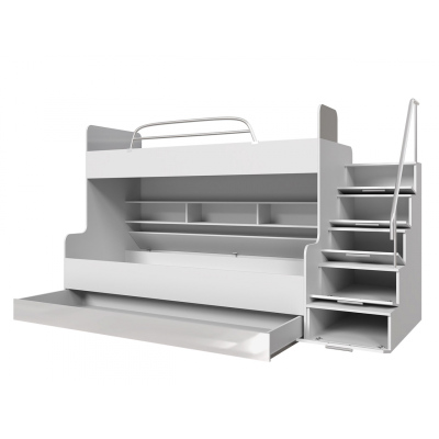 Dětská patrová postel RENI 2 - 90x200, bílá / šedá