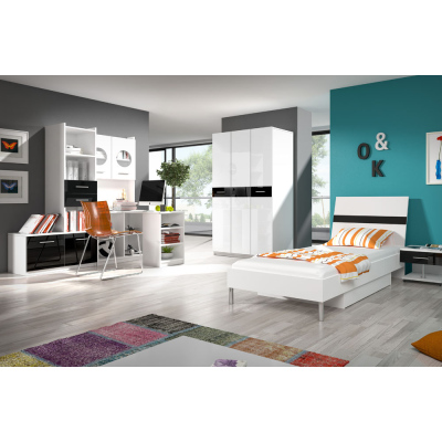 Postel do dětského pokoje RENI 1 - 90x200, bílá / černá