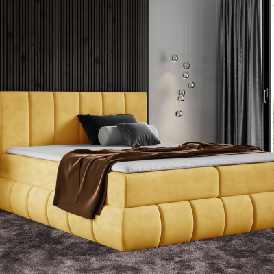 Designová čalouněná postel 120x200 VENY - žlutá + topper ZDARMA