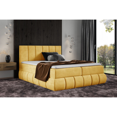 Designová čalouněná postel 120x200 VENY - žlutá + topper ZDARMA