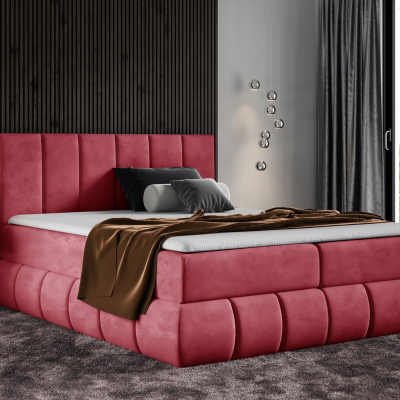 Designová čalouněná postel 120x200 VENY - červená + topper ZDARMA