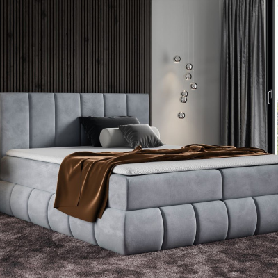 Designová čalouněná postel 120x200 VENY - šedá + topper ZDARMA