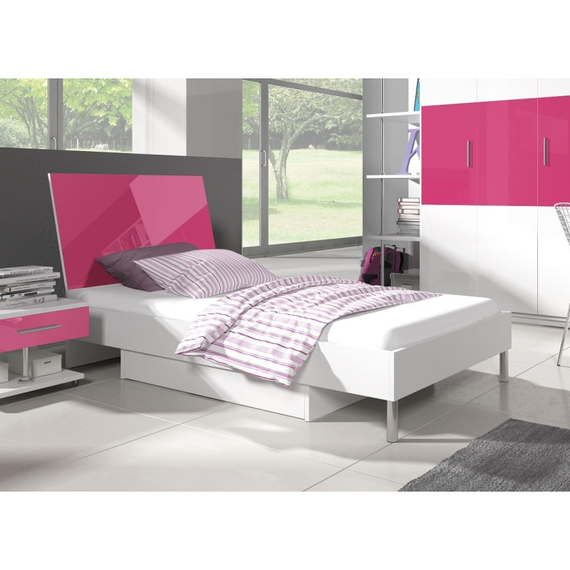 Postel do dětského pokoje RENI 3 - 90x200, bílá / růžová