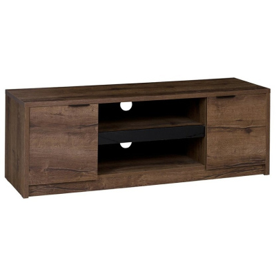 Televizní stolek 135 cm PEORIA 2 - dub monastery / lesklá černá