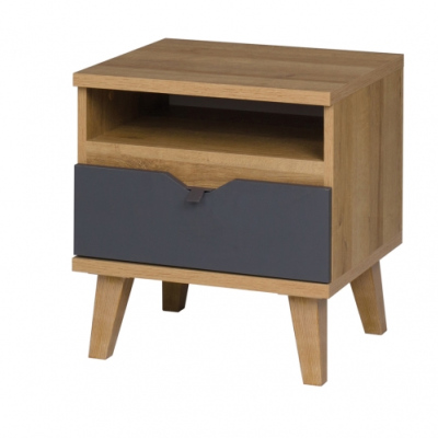 Noční stolek VISTA - dub zlatý / bílý / grafit