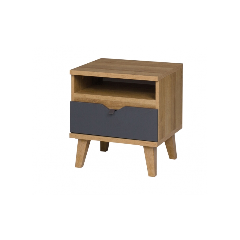 Noční stolek VISTA - dub zlatý / bílý / grafit