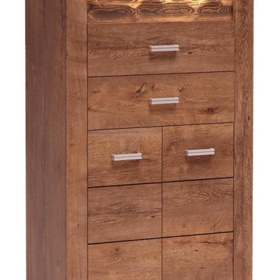 Komoda s LED osvětlením CHALAPATA - šířka 76 cm, jasan světlý