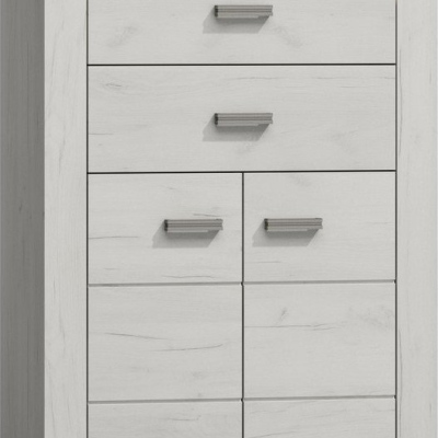 Komoda s LED osvětlením CHALAPATA - šířka 76 cm, dub kraft bílý