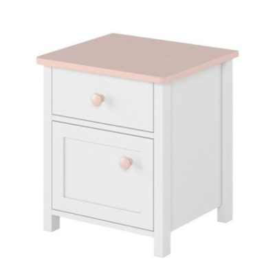 Noční stolek do dětského pokoje LEGUAN - bílý / růžový