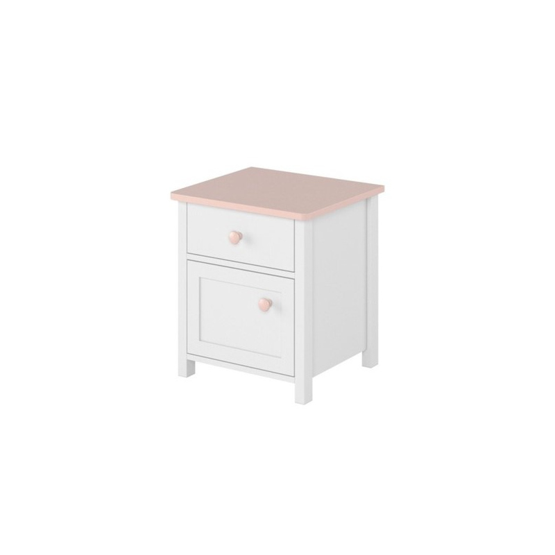 Noční stolek do dětského pokoje LEGUAN - bílý / růžový