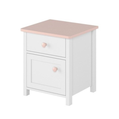 Noční stolek do dětského pokoje LEGUAN - bílý / růžový