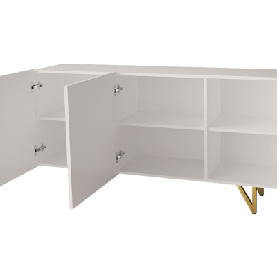 Komoda s dvířky ROANA - lesklá bílá / bílá