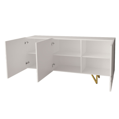 Komoda s dvířky ROANA - lesklá bílá / bílá