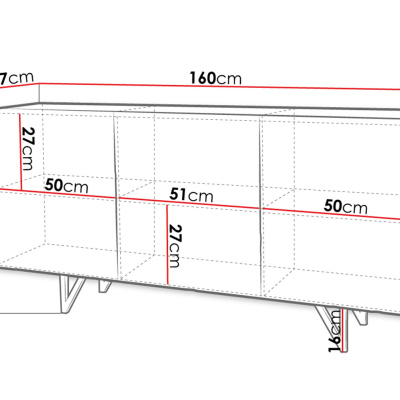 Komoda s dvířky ROANA - lesklá bílá / bílá