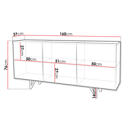Komoda s dvířky ROANA - lesklá bílá / bílá