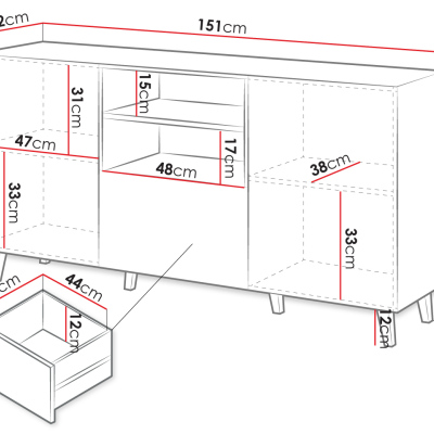 Designová kombinovaná komoda HAER 1 - antracitová