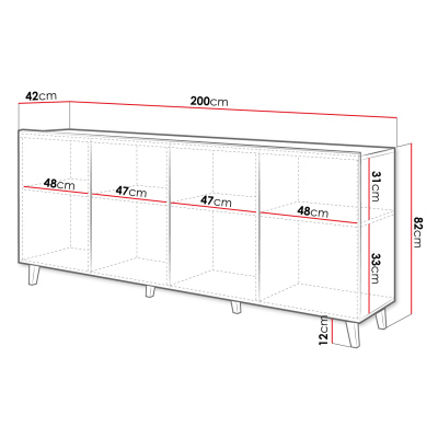 Komoda s dvířky TIMO - černá