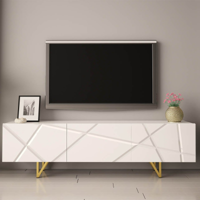 TV stolek ROANA - lesklý bílý / bílý