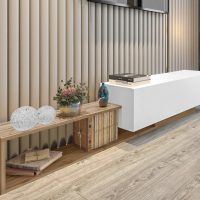 Závěsný TV stolek TRELLA - dub wotan / bílý