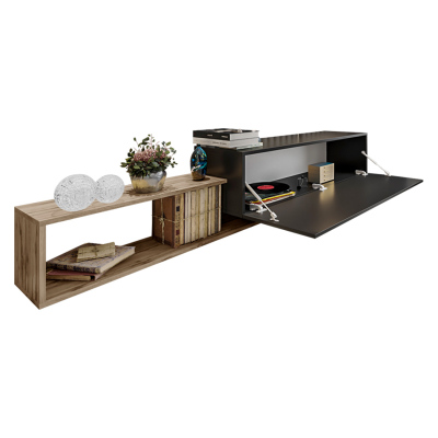 Závěsný TV stolek TRELLA - dub wotan / bílý