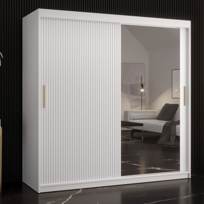 Šatní skříň 180 cm se zrcadlem LONZO 2 - bílá