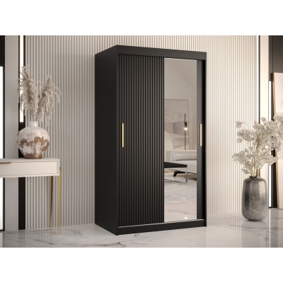 Šatní skříň 100 cm se zrcadlem LONZO 2 - černá