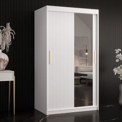 Šatní skříň 100 cm se zrcadlem LONZO 2 - bílá