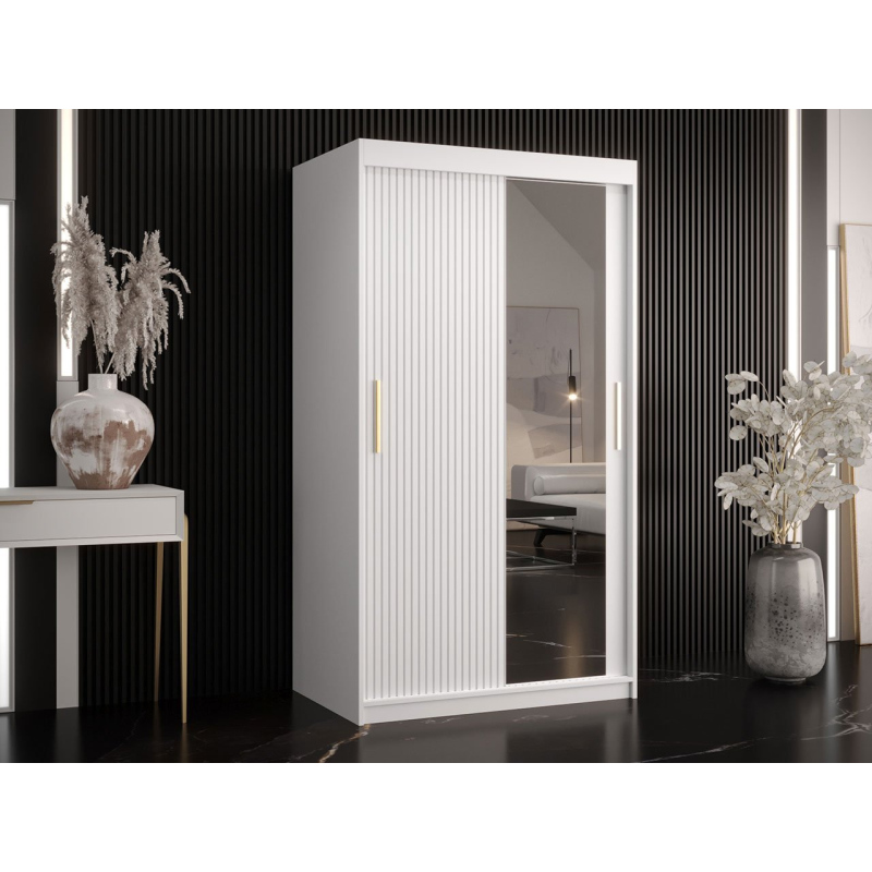 Šatní skříň 100 cm se zrcadlem LONZO 2 - bílá