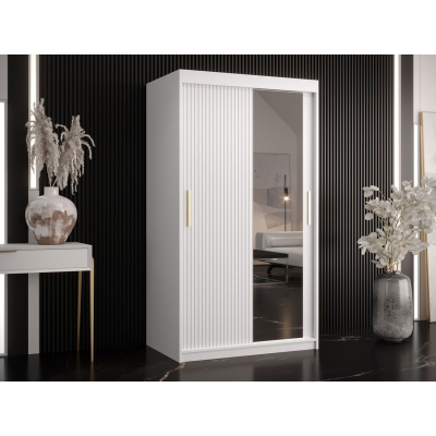 Šatní skříň 100 cm se zrcadlem LONZO 2 - bílá