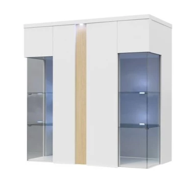 Vitrína k pověšení ANINA - šířka 90 cm, bílá / dub wotan