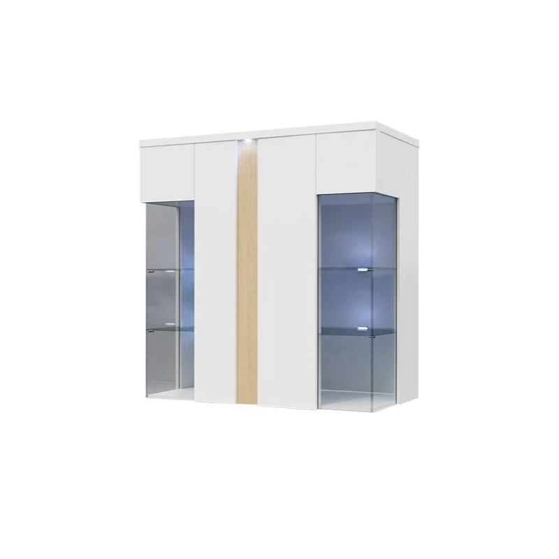 Vitrína k pověšení ANINA - šířka 90 cm, bílá / dub wotan