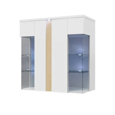 Vitrína k pověšení ANINA - šířka 90 cm, bílá / dub wotan